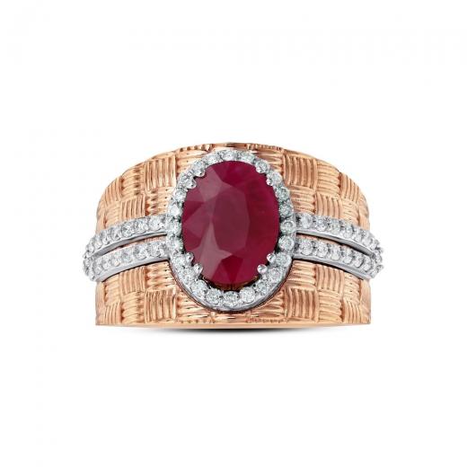 2,50 ct. Diamantring mit natürlichem Rubin